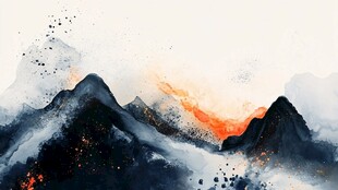 水墨山水间的绚烂光影