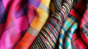 多彩格纹布料展示