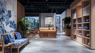 中式雅致茶室室内设计场景