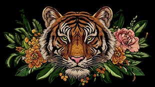 虎头繁花刺绣图案