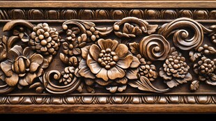 精美木雕花卉装饰细节