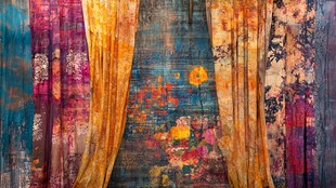 梦幻多彩窗帘艺术画面