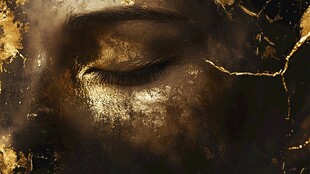 金箔质感闭眼神秘面容