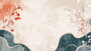 中式水墨风花卉山水背景图