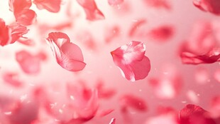 浪漫粉色花瓣轻盈飘落