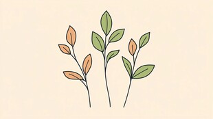 手绘清新植物枝叶插画