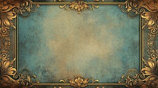 复古金边蓝绿纹理背景图