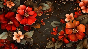 复古花卉图案背景设计