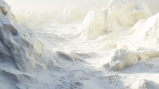 冰雪覆盖的奇幻山峦景观