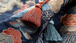 中式锦缎流苏精美细节