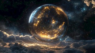 梦幻星球悬浮于云海星空