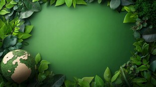 绿叶环绕的地球背景图