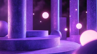 梦幻紫色柱廊奇幻场景