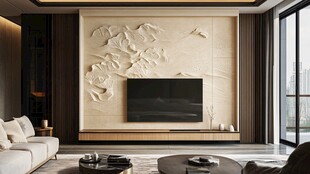 现代中式风客厅电视背景墙