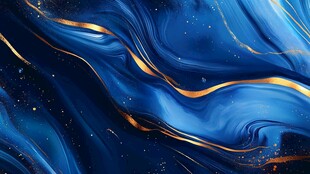 蓝色鎏金流动抽象艺术纹理