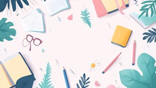 清新风学习用品插画场景