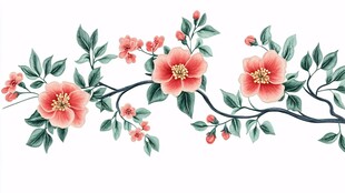 中式花卉藤蔓装饰图案