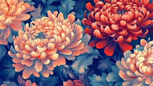 绚丽菊花花卉图案背景