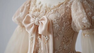 浪漫蕾丝婚纱精致蝴蝶结