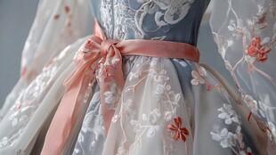 古风绣花裙饰粉色蝴蝶结