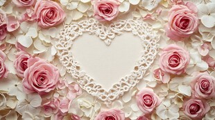 浪漫心形玫瑰花瓣装饰背景