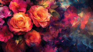 绚丽多彩花卉梦幻背景图