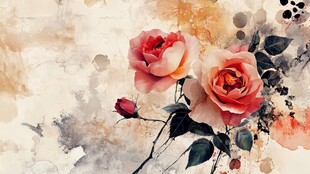 水彩玫瑰 自然与艺术之美