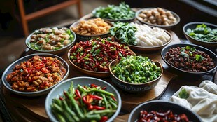 丰盛多样的中式美味菜肴