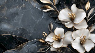 大理石背景上的精致花卉