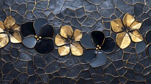 黑金花卉镶嵌纹理背景图