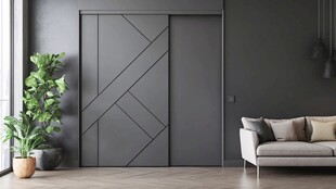 深灰简约风室内推拉门场景