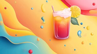 夏日缤纷果汁插画