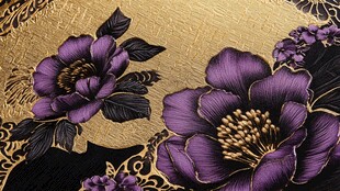 紫花金底华丽织物图案