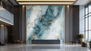 奢华大理石装饰的大厅空间