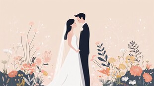 浪漫婚礼中的甜蜜新人