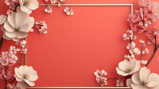红色背景花卉装饰边框