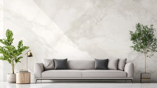 简约客厅沙发绿植装饰图