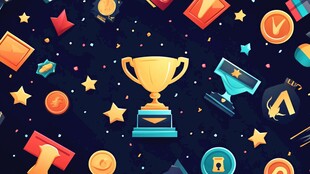 奖杯主题多彩奖励元素图