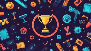 奖杯主题多彩图标集合