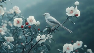 白鸟栖花图