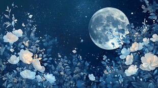 月夜繁花图