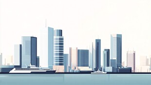 现代都市滨水天际线景观