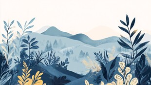 山间植物风景插画