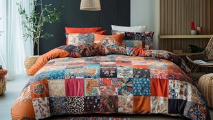 多彩拼布风卧室温馨床品