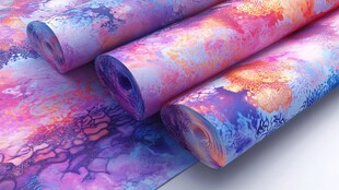 多彩梦幻花纹卷筒布料