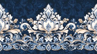 蓝金华丽欧式花纹装饰图案