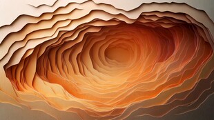 立体橙色渐变洞穴纹理图