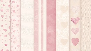 粉色浪漫爱心花纹纸张集合