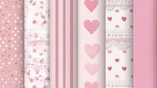 粉色浪漫爱心花纹纸张集