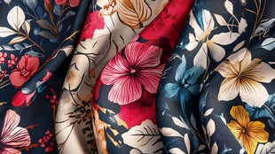 多彩花卉图案布料纹理